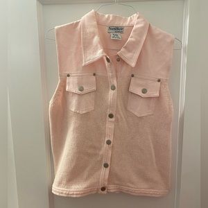 Pink Knit and Denim Vest